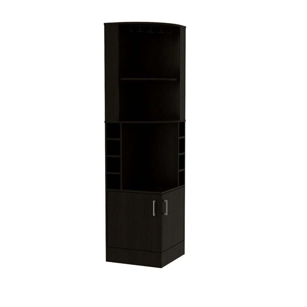 71" Black Wood Corner Bar Cabinet With Two Doors HomeRoots