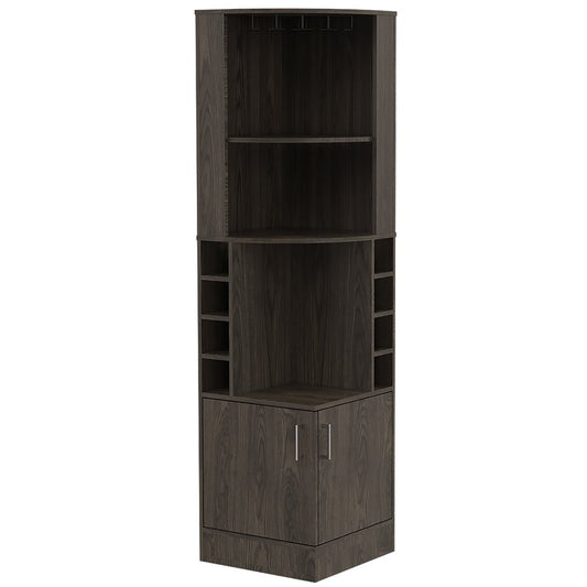 71" Dark Brown Wood Corner Bar Cabinet With Two Doors HomeRoots