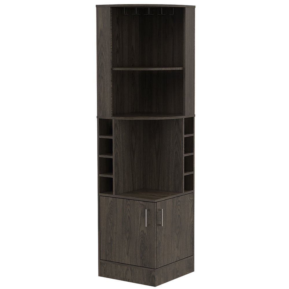 71" Dark Brown Wood Corner Bar Cabinet With Two Doors HomeRoots