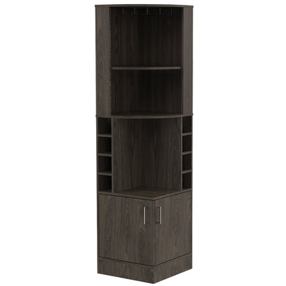 71" Dark Brown Wood Corner Bar Cabinet With Two Doors HomeRoots