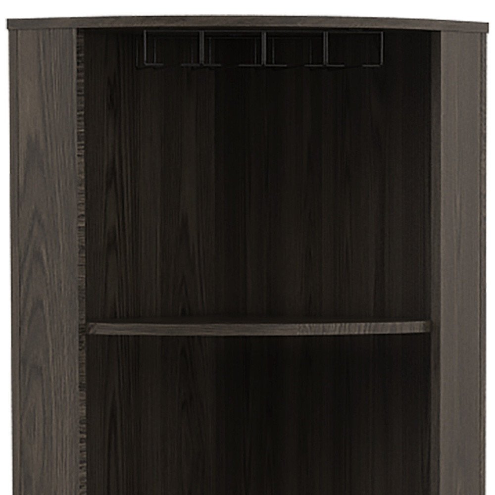 71" Dark Brown Wood Corner Bar Cabinet With Two Doors HomeRoots