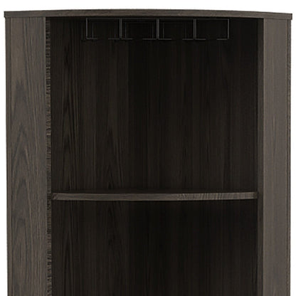 71" Dark Brown Wood Corner Bar Cabinet With Two Doors HomeRoots