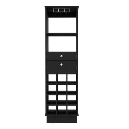 63" Black Wood Bar Cabinet With Two Drawers HomeRoots