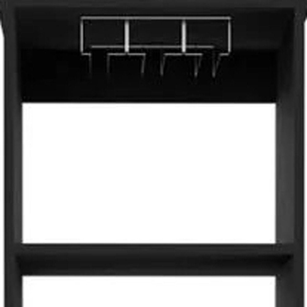 63" Black Wood Bar Cabinet With Two Drawers HomeRoots