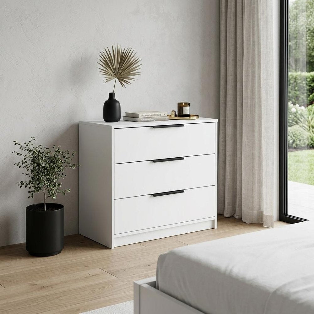 28" White Three Drawer Standard Chest HomeRoots