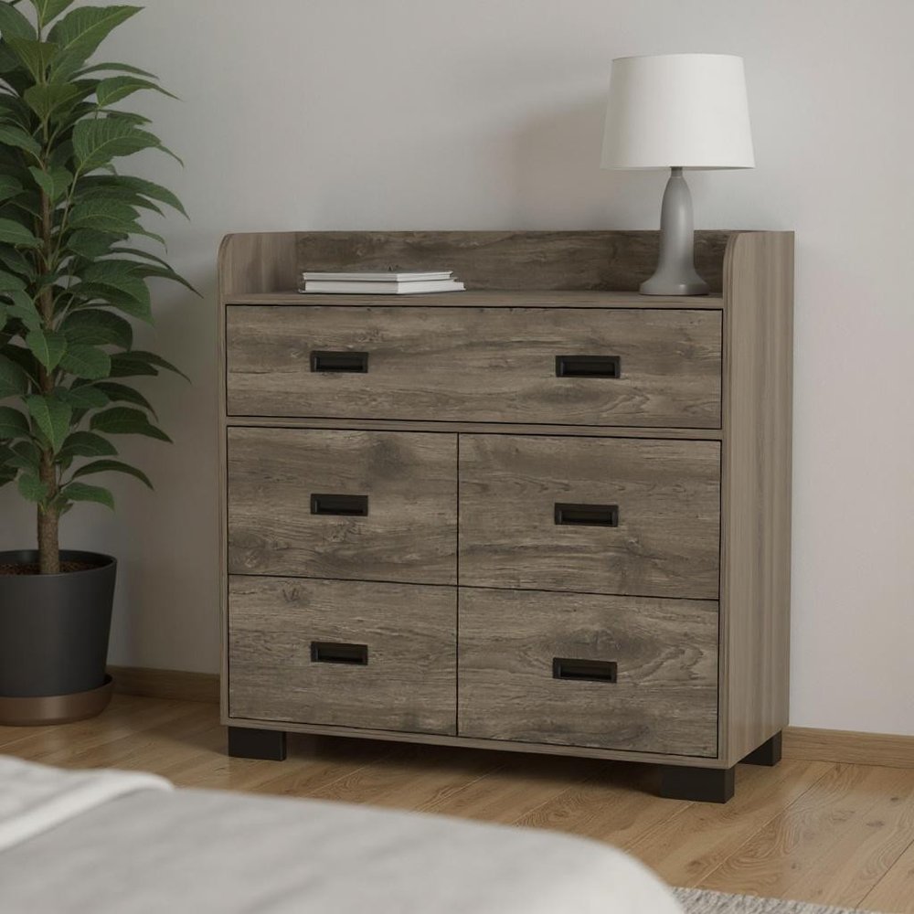 33" White Five Drawer Dresser HomeRoots