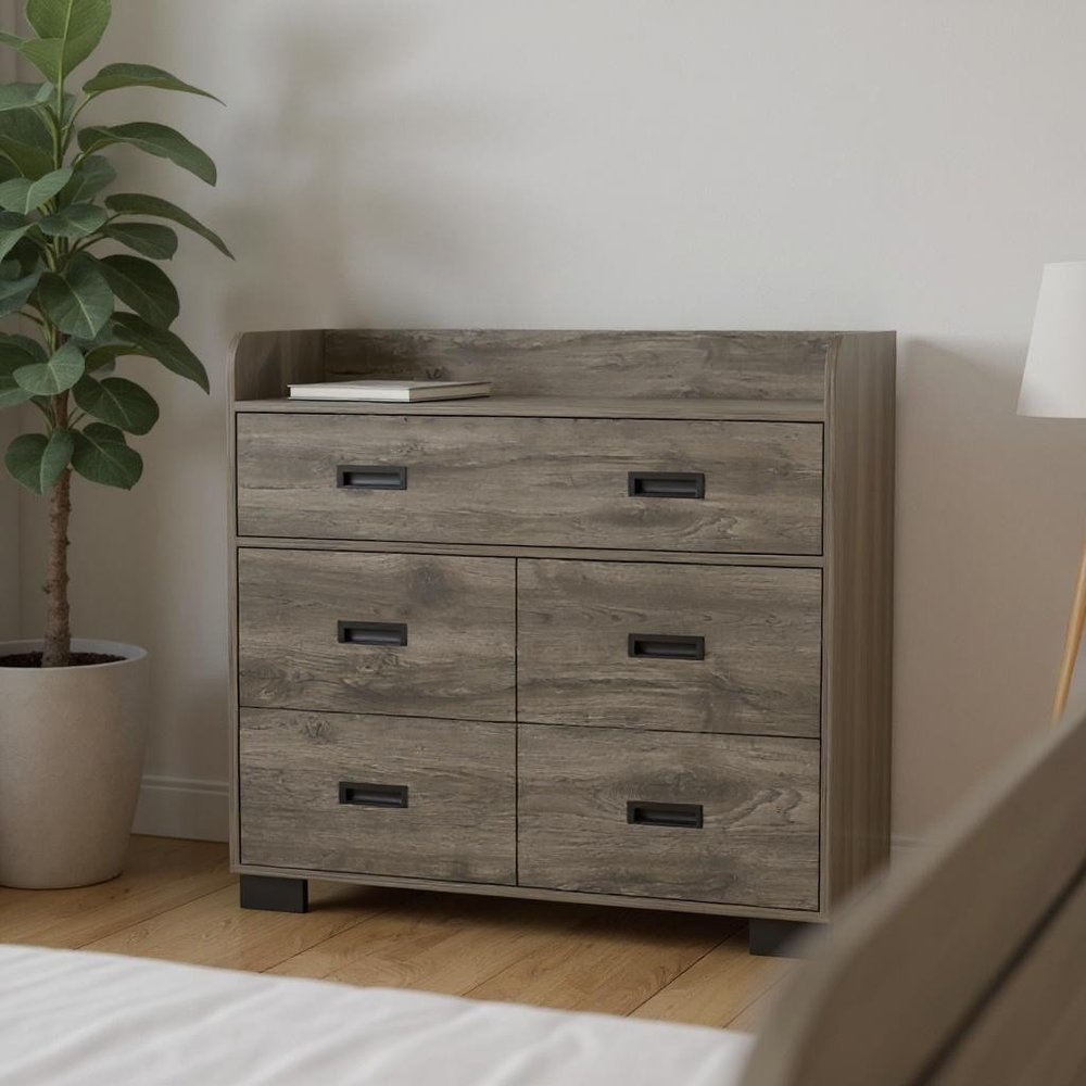33" White Five Drawer Dresser HomeRoots