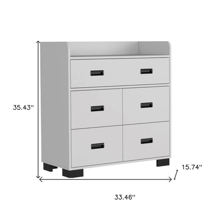 33" White Five Drawer Dresser HomeRoots