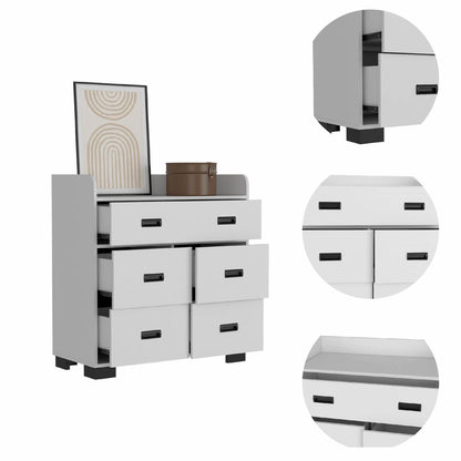 33" White Five Drawer Dresser HomeRoots