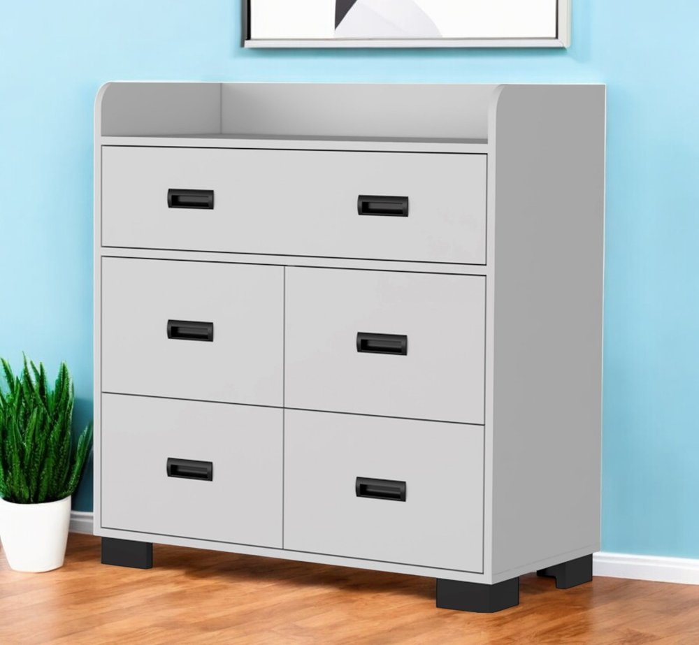 33" White Five Drawer Dresser HomeRoots