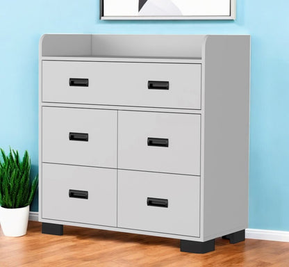 33" White Five Drawer Dresser HomeRoots