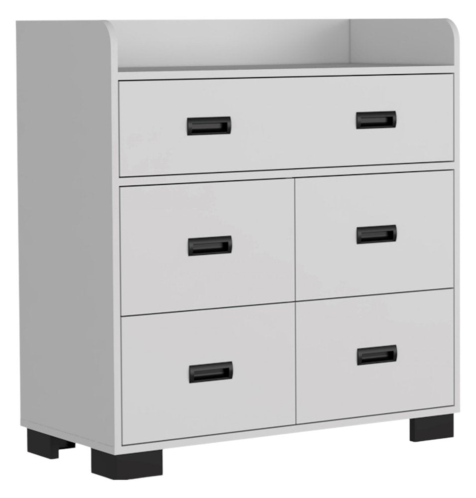 33" White Five Drawer Dresser HomeRoots