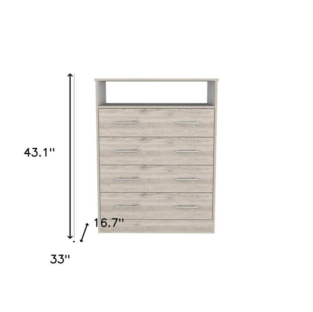33" Light Gray Wood Four Drawer Dresser
