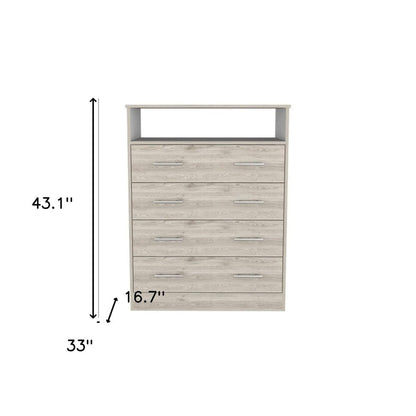33" Light Gray Wood Four Drawer Dresser