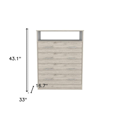 33" Light Grey Manufactured Wood Four Drawer Dresser HomeRoots