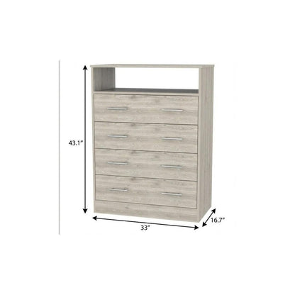 33" Light Grey Manufactured Wood Four Drawer Dresser HomeRoots