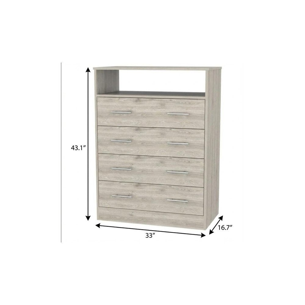 33" Light Grey Manufactured Wood Four Drawer Dresser HomeRoots