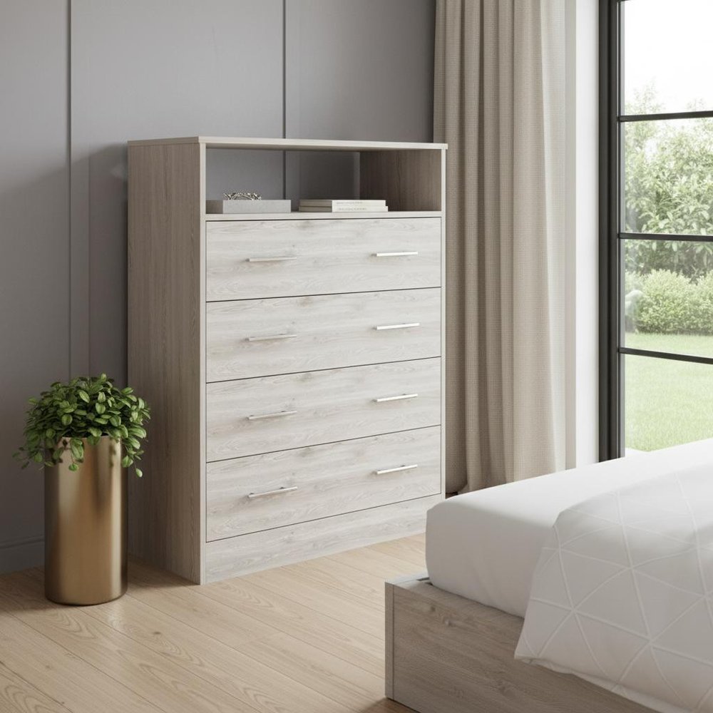 33" Light Grey Manufactured Wood Four Drawer Dresser HomeRoots