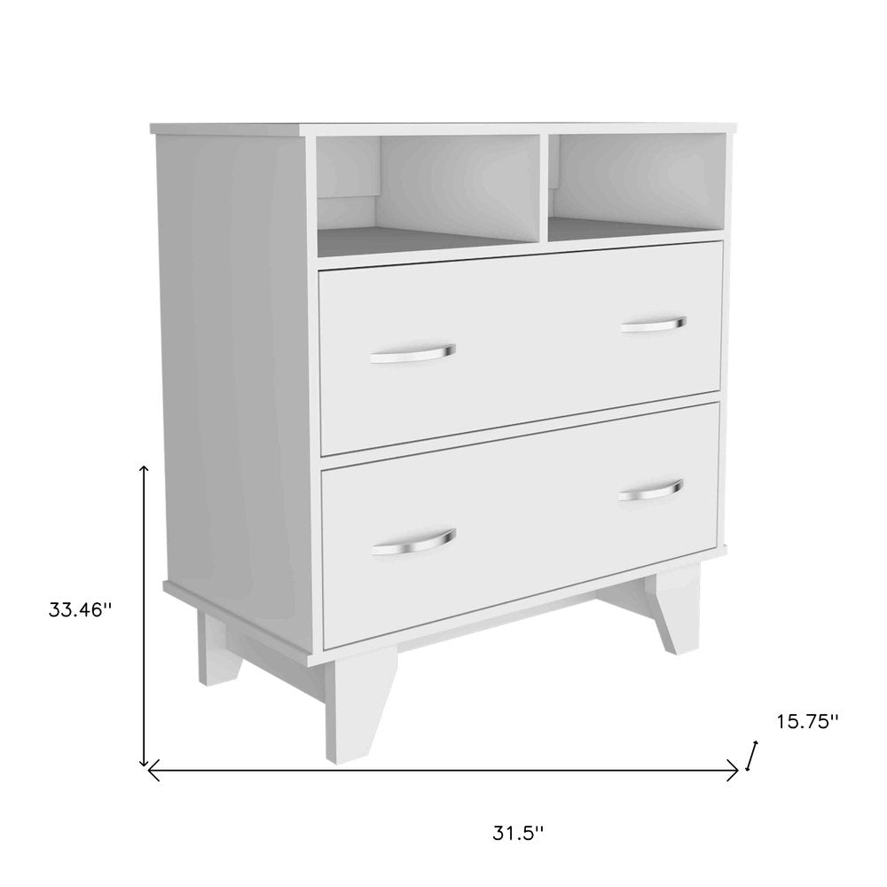 32" White Wood Two Drawer Dresser HomeRoots
