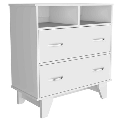 32" White Wood Two Drawer Dresser HomeRoots