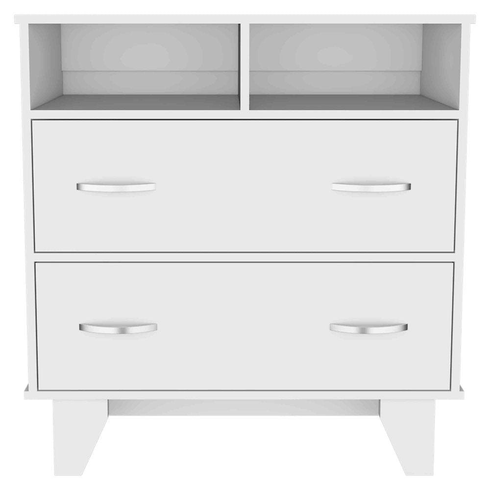 32" White Wood Two Drawer Dresser HomeRoots