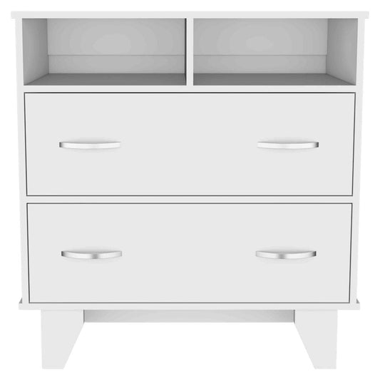 32" White Wood Two Drawer Dresser