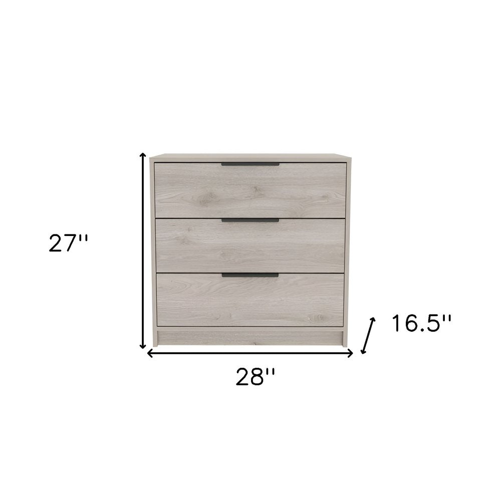 28" Light Gray Wood Three Drawer Dresser — view 4