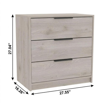 28" Light Gray Wood Three Drawer Dresser