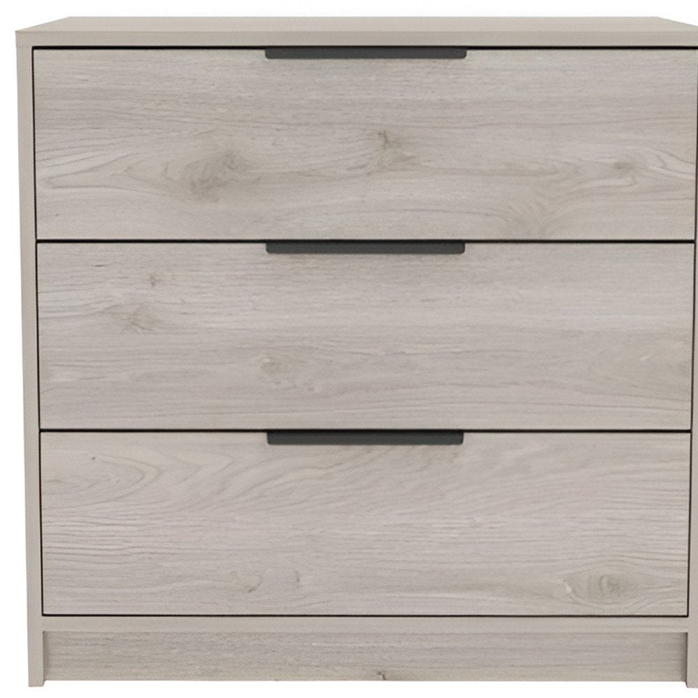 28" Light Gray Wood Three Drawer Dresser — view 5