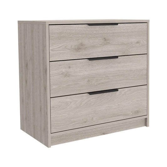 28" Light Gray Wood Three Drawer Dresser