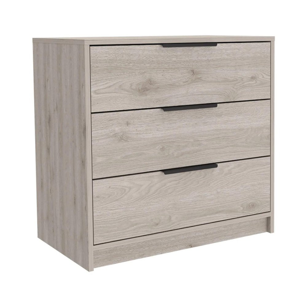 28" Light Gray Wood Three Drawer Dresser — view 2