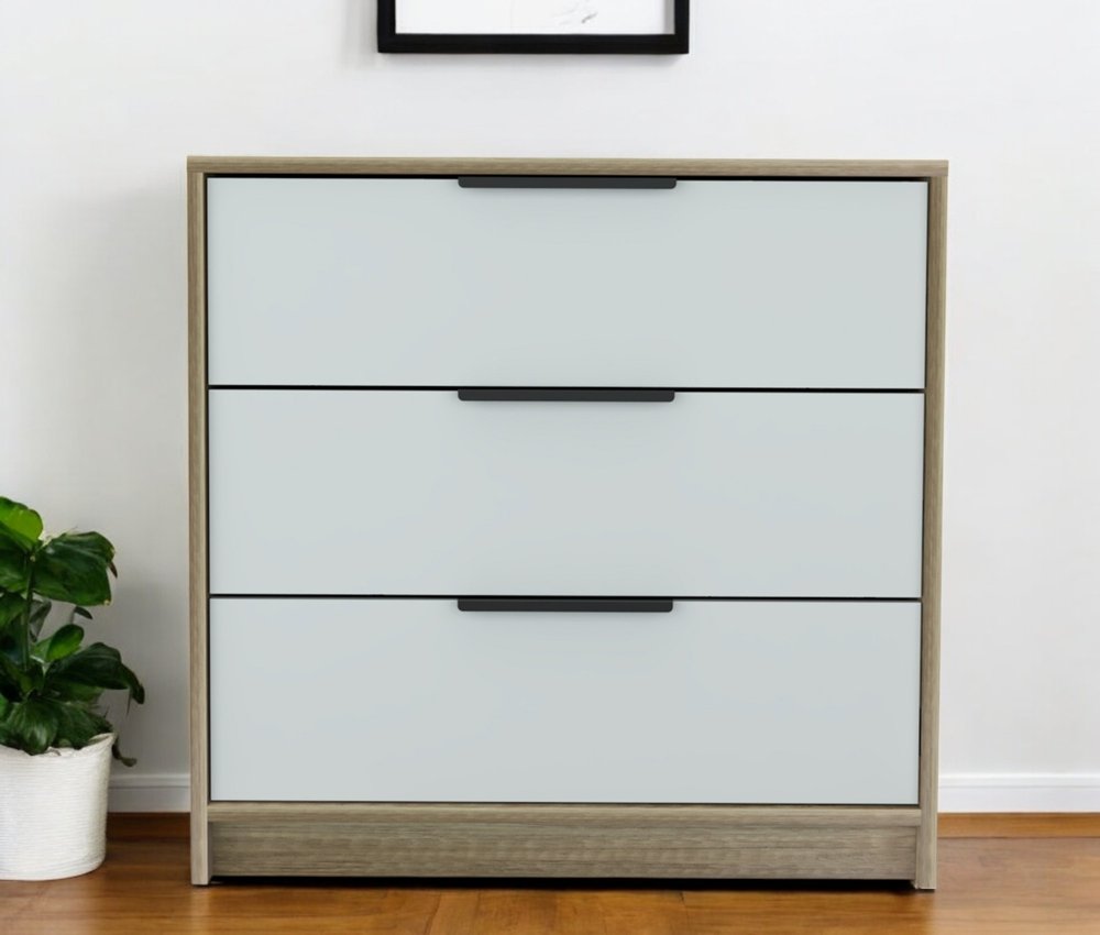 28" Brown And White Three Drawer Dresser HomeRoots