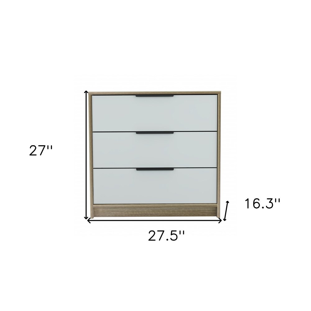 28" Brown And White Three Drawer Dresser HomeRoots