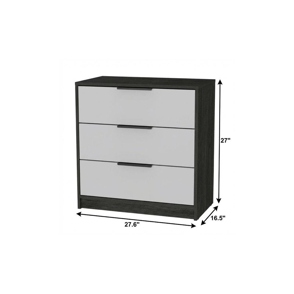 28" White And Smokey Oak Manufactured Wood Three Drawer Dresser HomeRoots