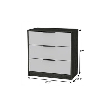 28" White And Smokey Oak Manufactured Wood Three Drawer Dresser HomeRoots