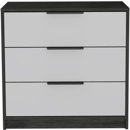 28" White And Smokey Oak Manufactured Wood Three Drawer Dresser HomeRoots