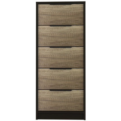 42" Black And Light Oak Manufactured Wood Five Drawer Chest HomeRoots