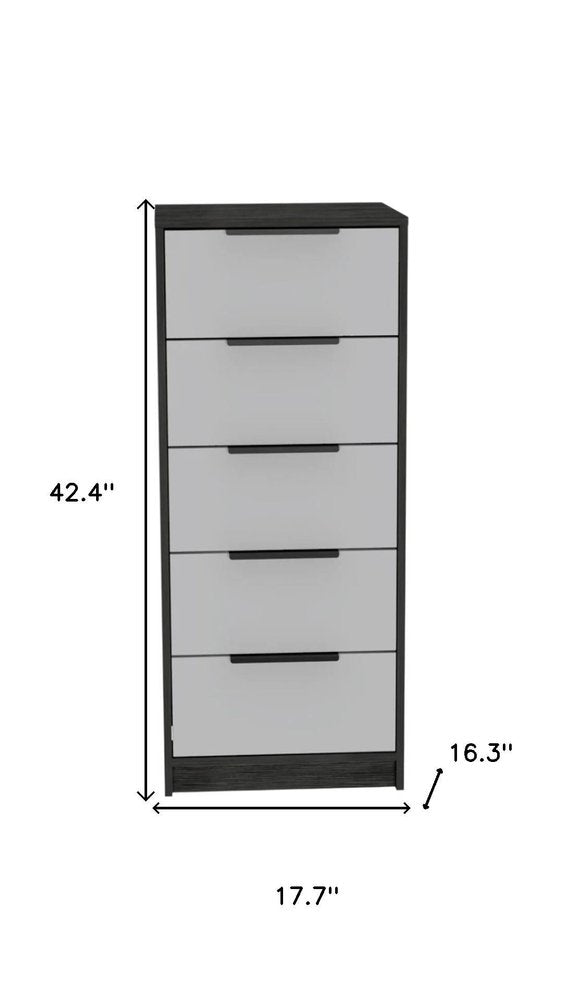 18" White Manufactured Wood Five Drawer Chest HomeRoots