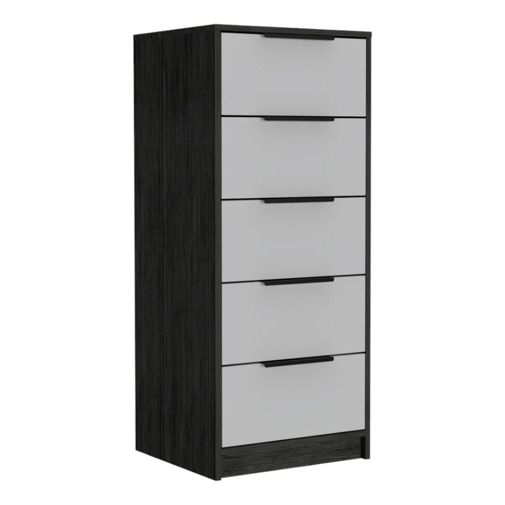 18" White Manufactured Wood Five Drawer Chest HomeRoots