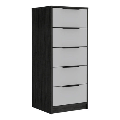 18" White Manufactured Wood Five Drawer Chest HomeRoots