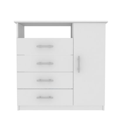 36" White Manufactured Wood Four Drawer Combo Dresser HomeRoots