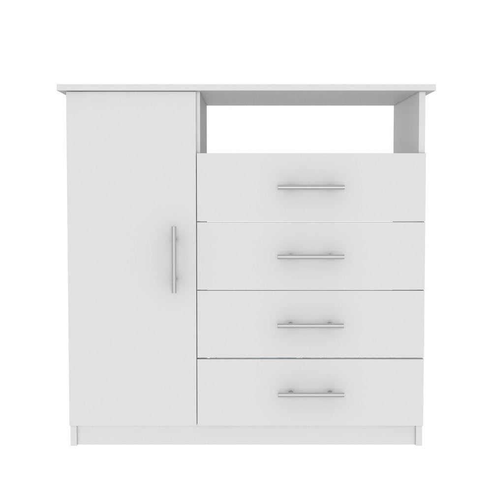 36" White Manufactured Wood Four Drawer Combo Dresser HomeRoots