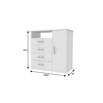 36" White Manufactured Wood Four Drawer Combo Dresser HomeRoots