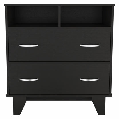 32" Black Manufactured Wood Two Drawer Dresser