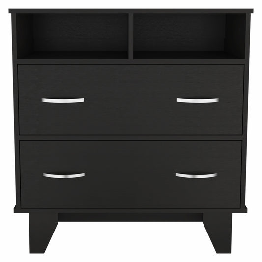 32" Black Manufactured Wood Two Drawer Dresser