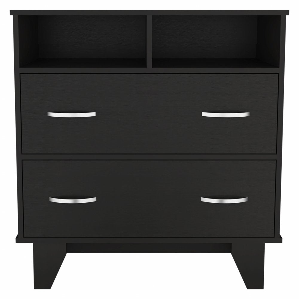 32" Black Manufactured Wood Two Drawer Dresser HomeRoots