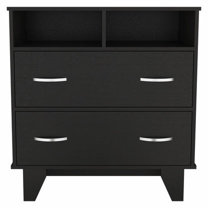 32" Black Manufactured Wood Two Drawer Dresser HomeRoots