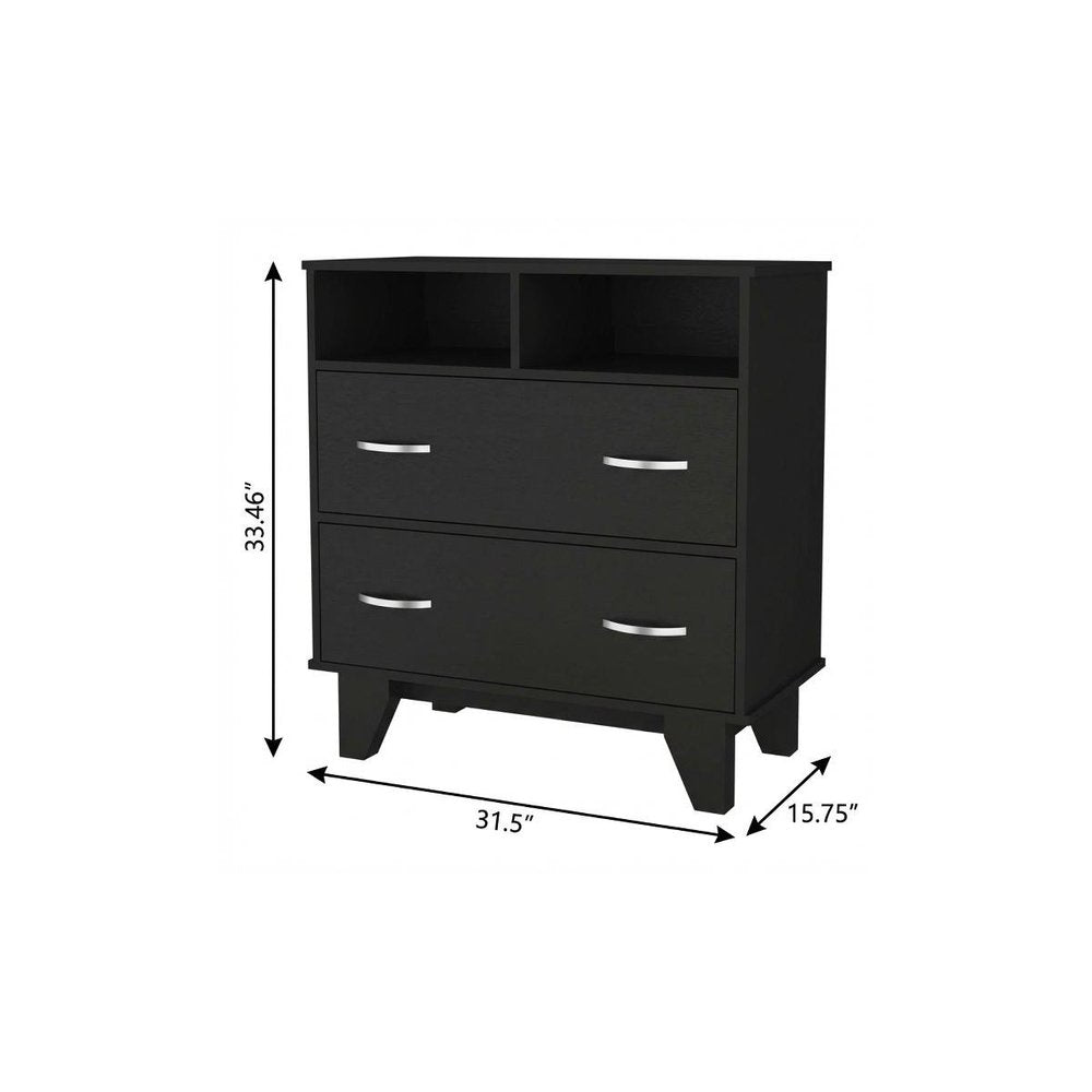 32" Black Manufactured Wood Two Drawer Dresser HomeRoots