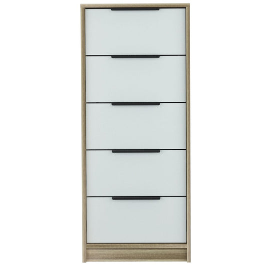 18" Brown And White Five Drawer Chest HomeRoots