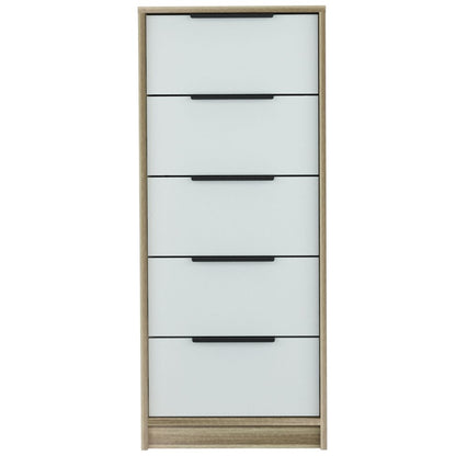 18" Brown And White Five Drawer Chest HomeRoots